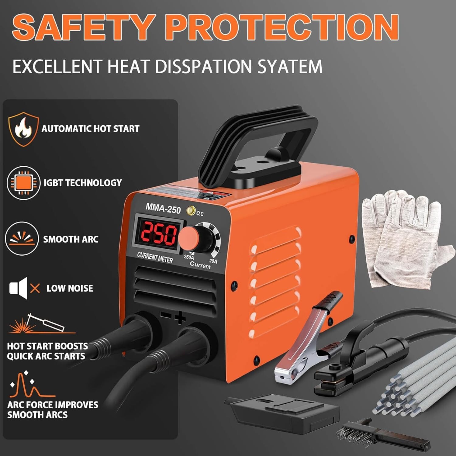 Stick Welder 250 Amp 110V Mini LED Display Digital Inverter IGBT Welding Machine
