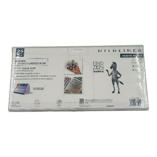25 Count Zebra Mildliner Dual-Tip Marker Chisel Tip & Bullet Tip Assorted