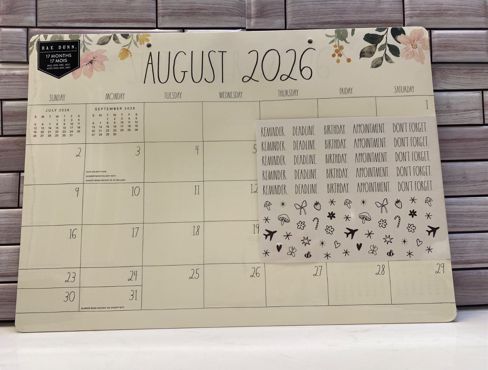 Rae Dunn ❤️2027 17-Month Desk Blotter Calendar/Planner “Flower” New