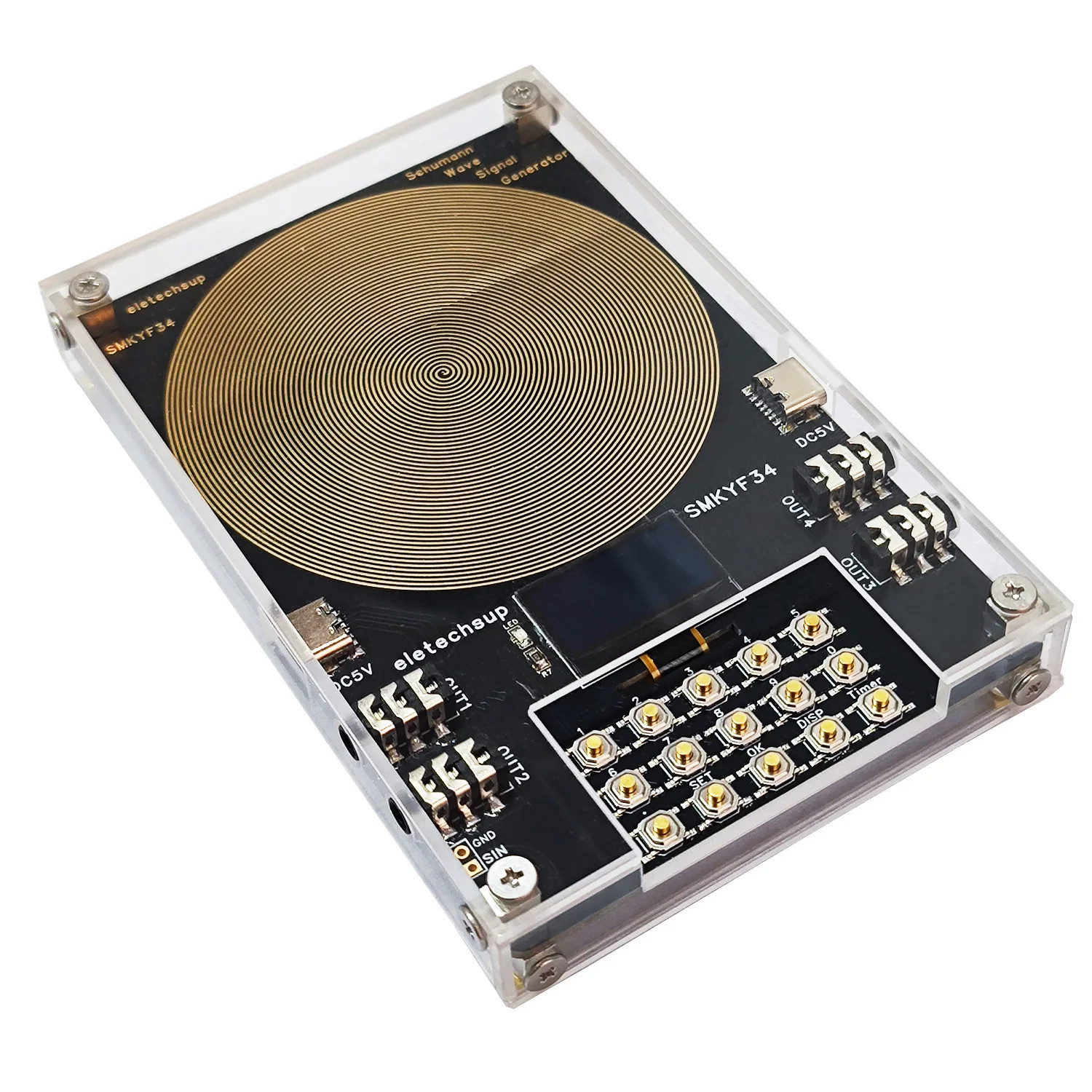 4CH 0.01-500KHz High-Precision 7.83 Resonance Generator Ultra Low Frequency OLED