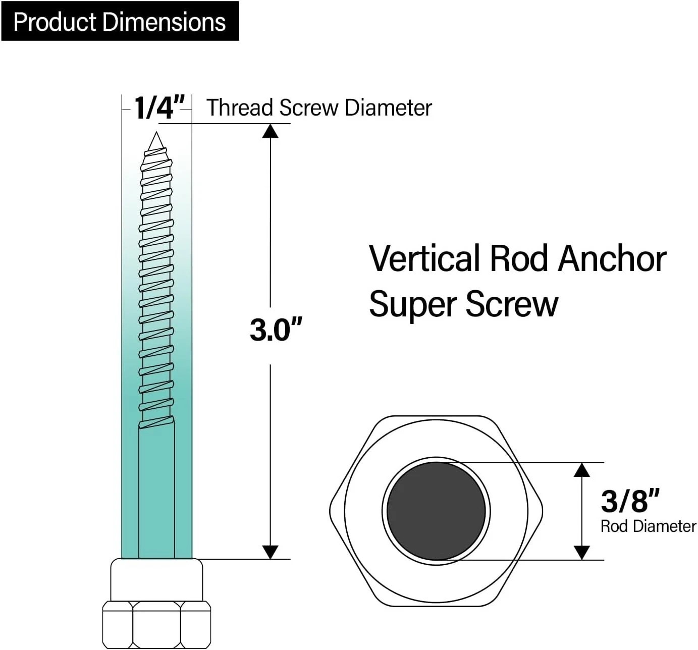 Corrosion Resistant Zinc Vertical Anchor Screws for Wood Structures Pack 25