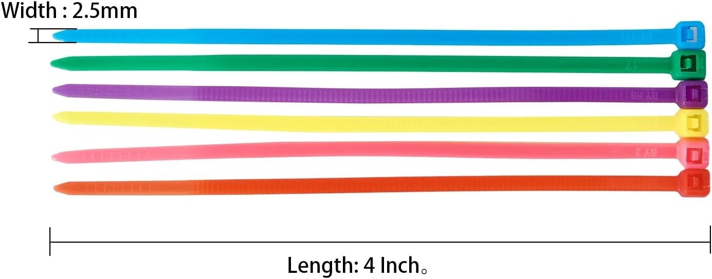 400/600Pc (100 per Color) Small Colored Zip Ties 4 Inch Multi-Color Zip Wire Tie