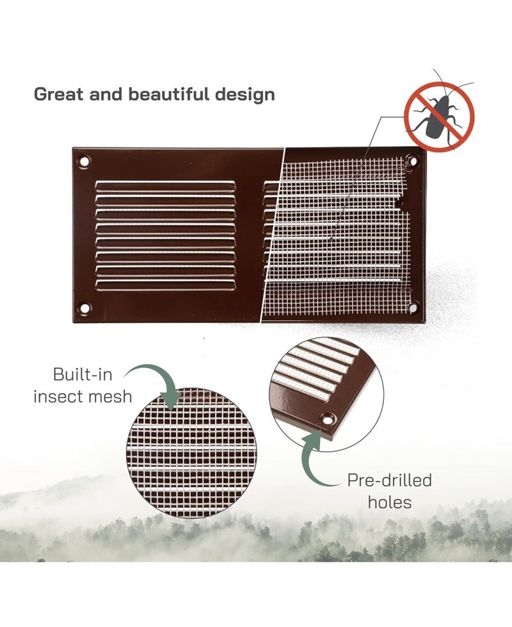 8×4 Brown Air Duct Vent Cover 5-Pack Metal Rectangle w Screen New FAST SHIPPING