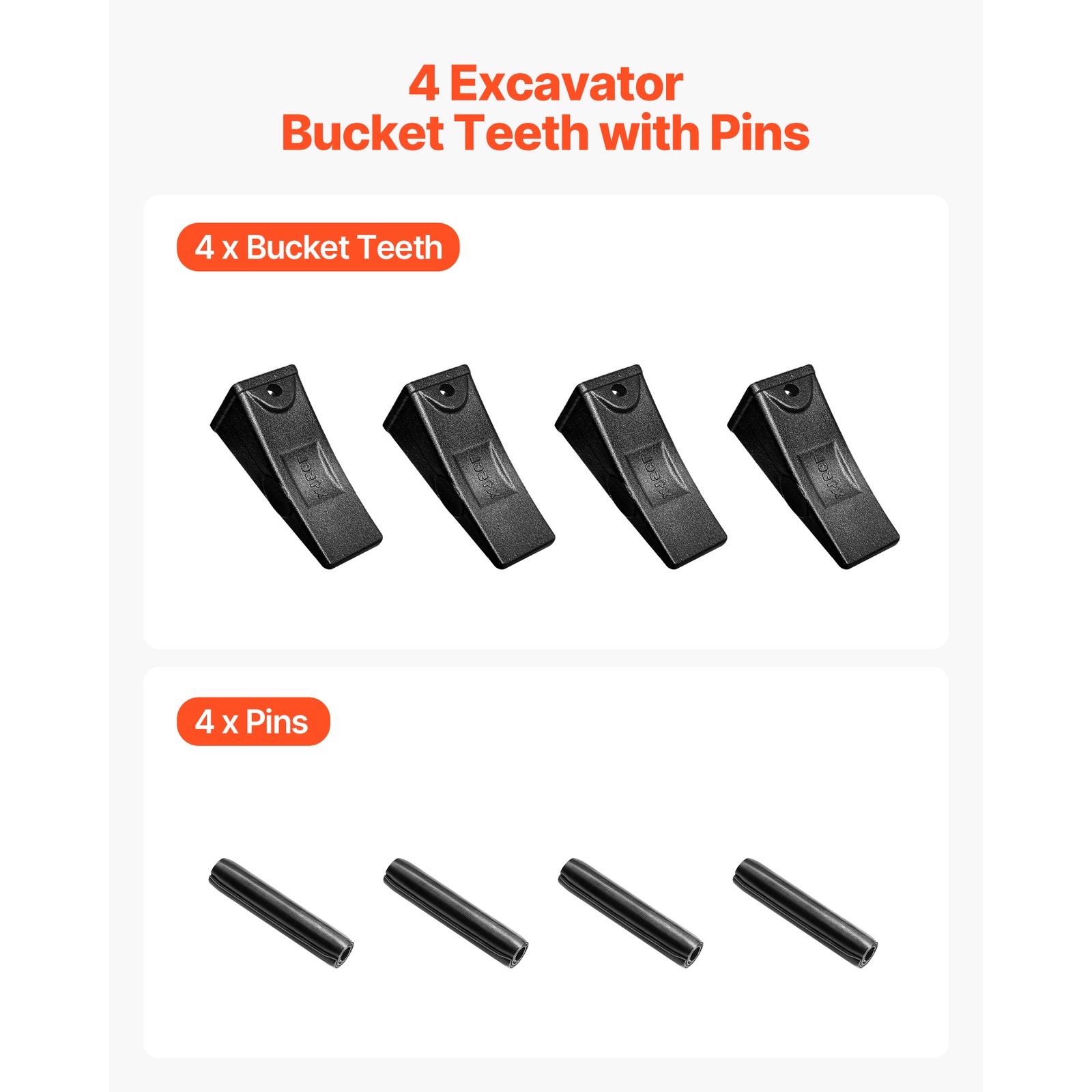Uimoso 4 Pack X156L Bucket Teeth 5.3″ with Pins for Excavator Skid Steer Backhoe