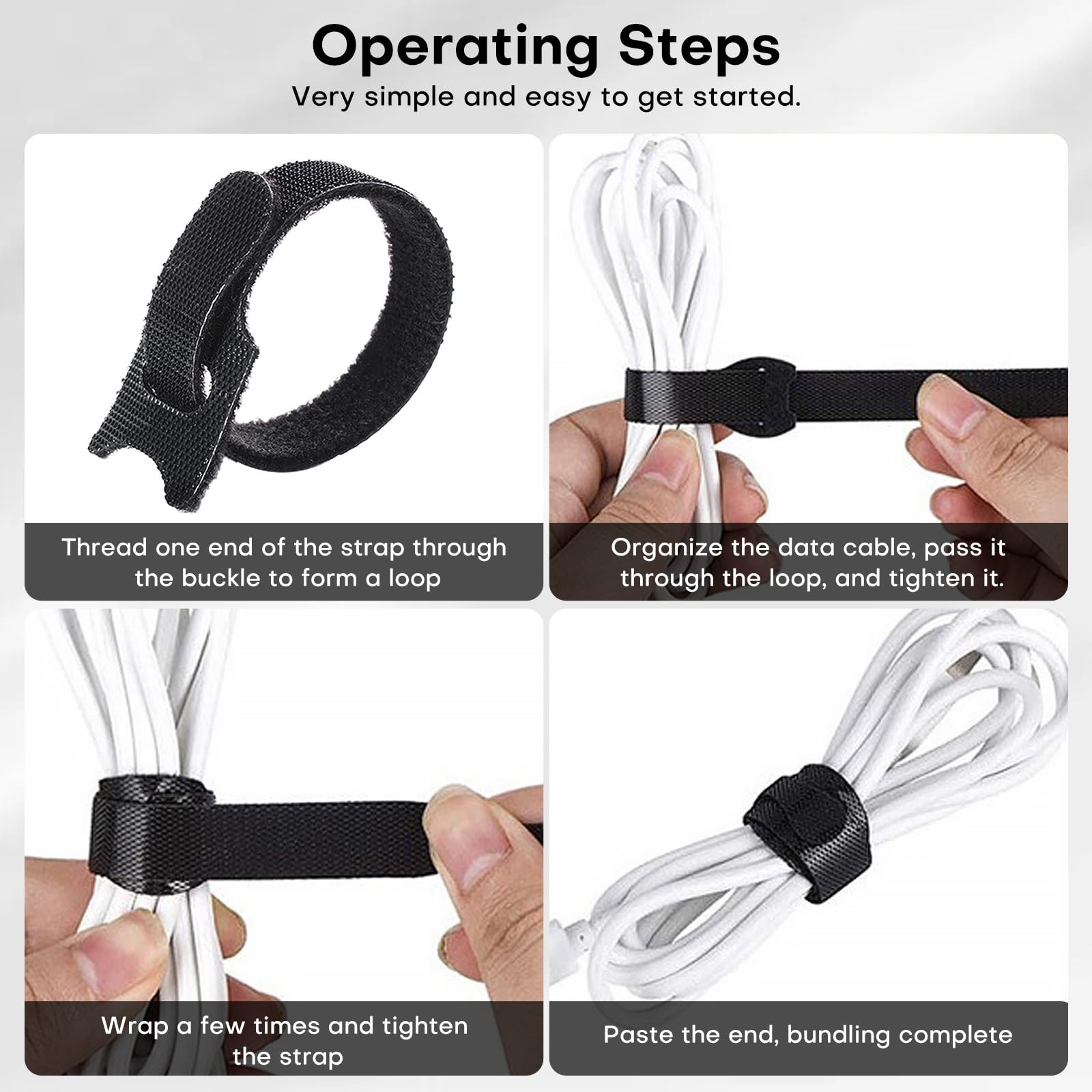 62PCS 8in Adjustable Reusable Cable Straps – Multi-Purpose Microfiber Cord Or…