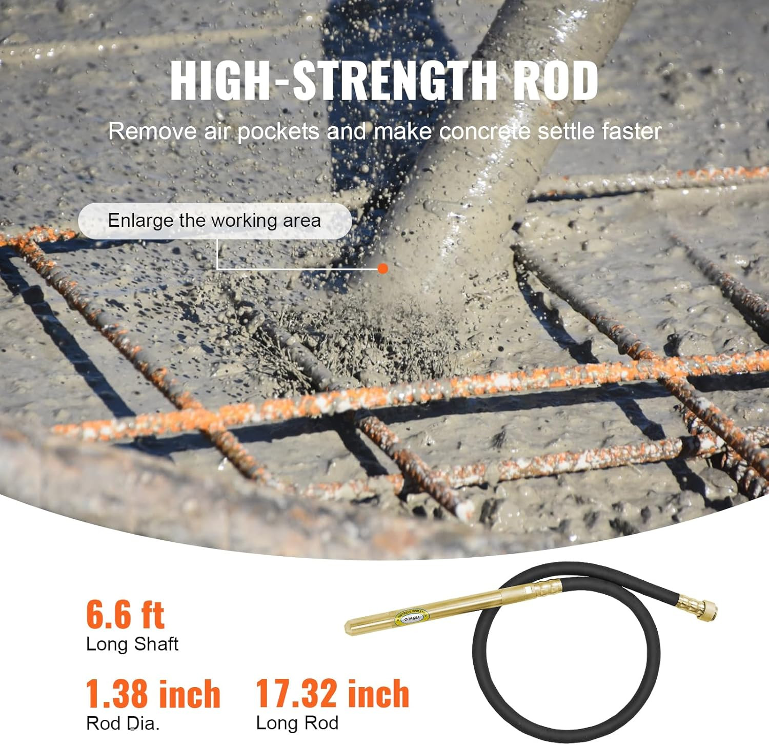 Handheld Concrete Vibrator, 800W Electric Vibrator 13000 VPM, Electric Concrete