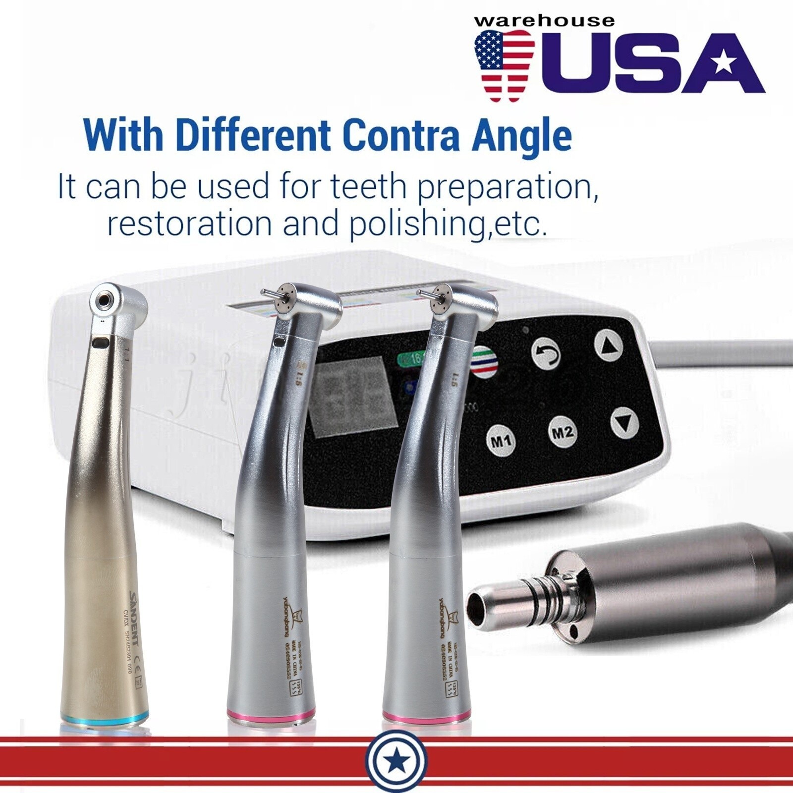 NSK Style Dental Slow Low Speed Handpiece Contra Angle Straight Air Motor 2/4H