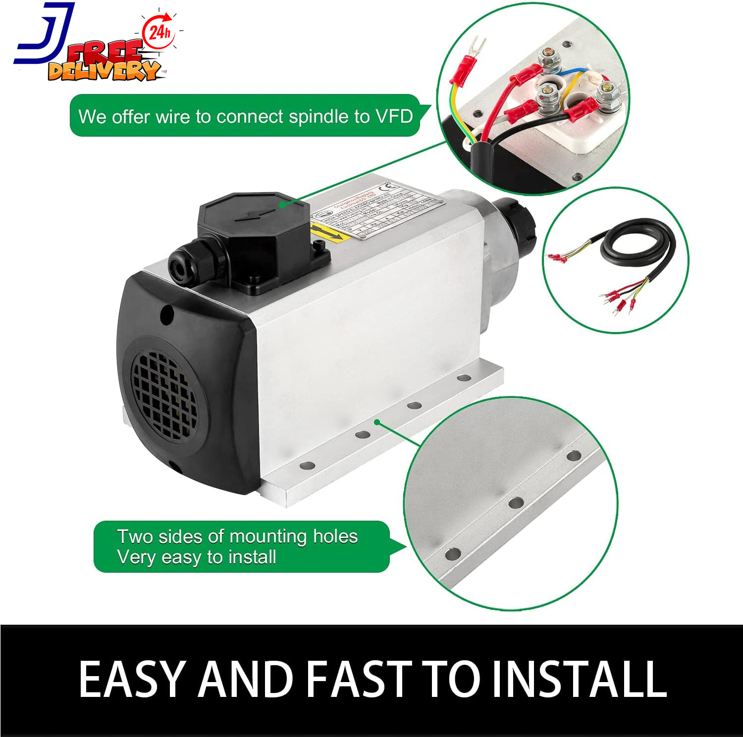 CNC Spindle Motor Kits 220V 4KW 4000W Air Cooled Spindle Motor Square CNC Spindl
