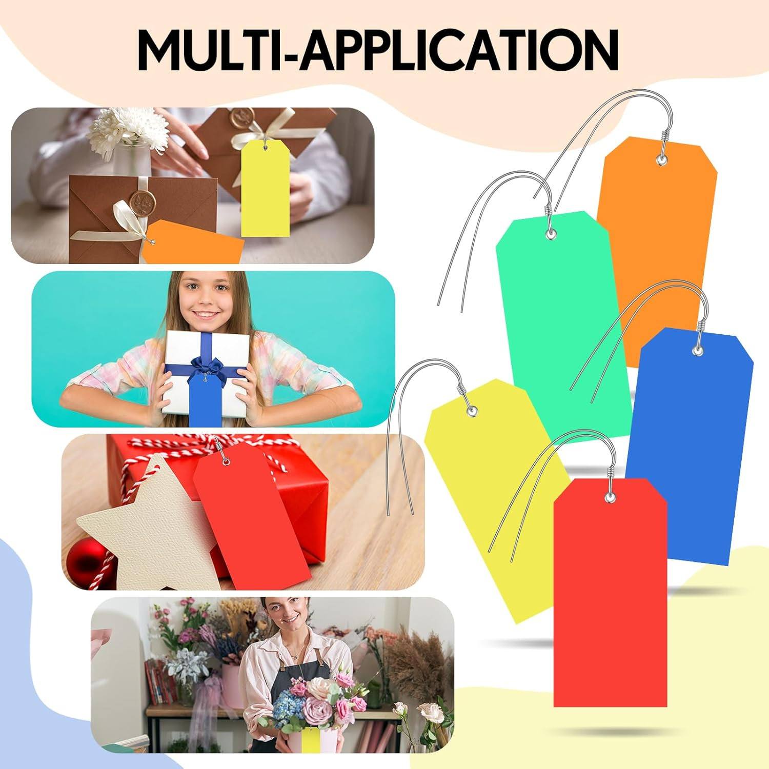 500 Pack Plastic Hang Tags with Wires, 6.3 X 3.15 Inch Waterproof Heavy Duty Shi