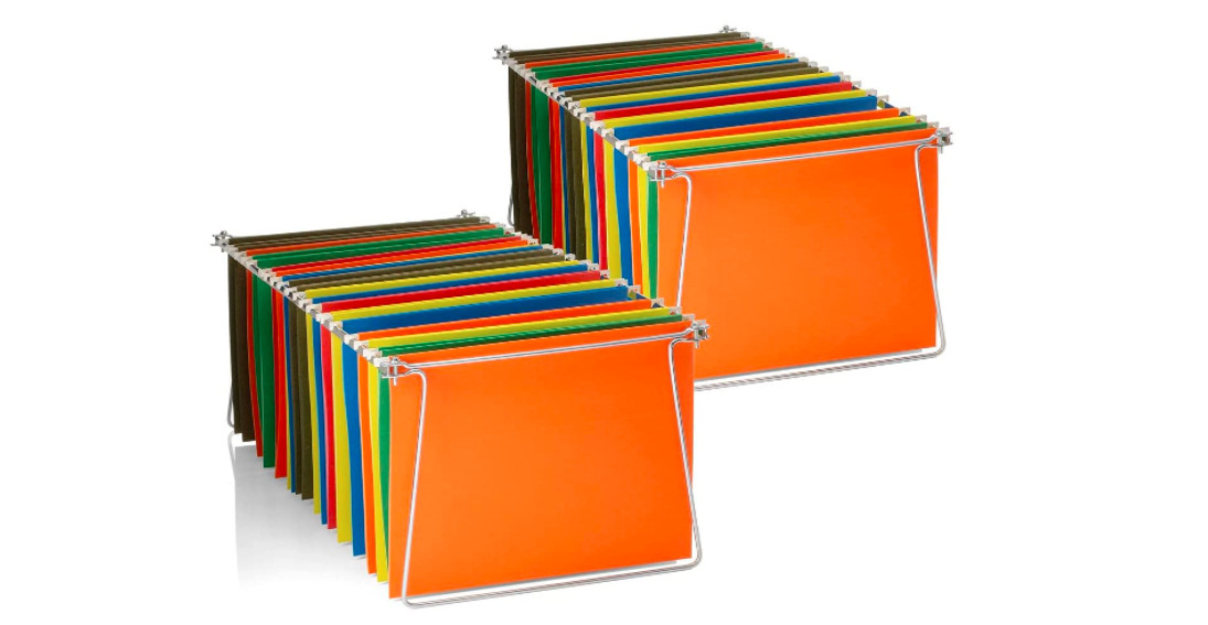 Office File Folder Frame Hanging Letter Size Holder Drawer Cabinet Rack 2 Pack