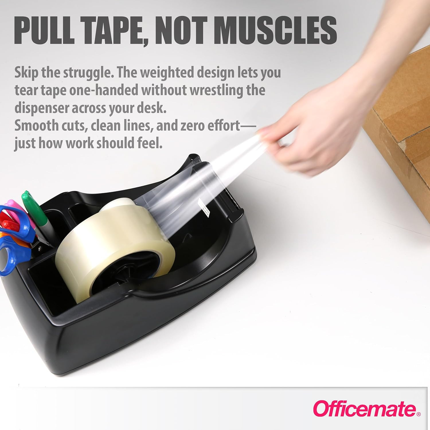 Recycled 2-In-1 Heavy Duty Tape Dispenser, 1″ and 3″ Cores, Black (96690)