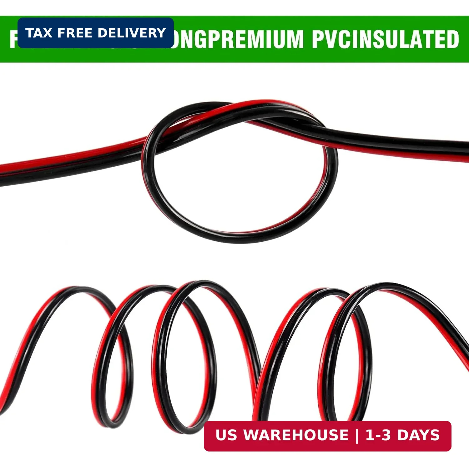 14 Gauge Wire 100FT, 2 Conductors Electrical Wire Red and Black Cable, Low Volta