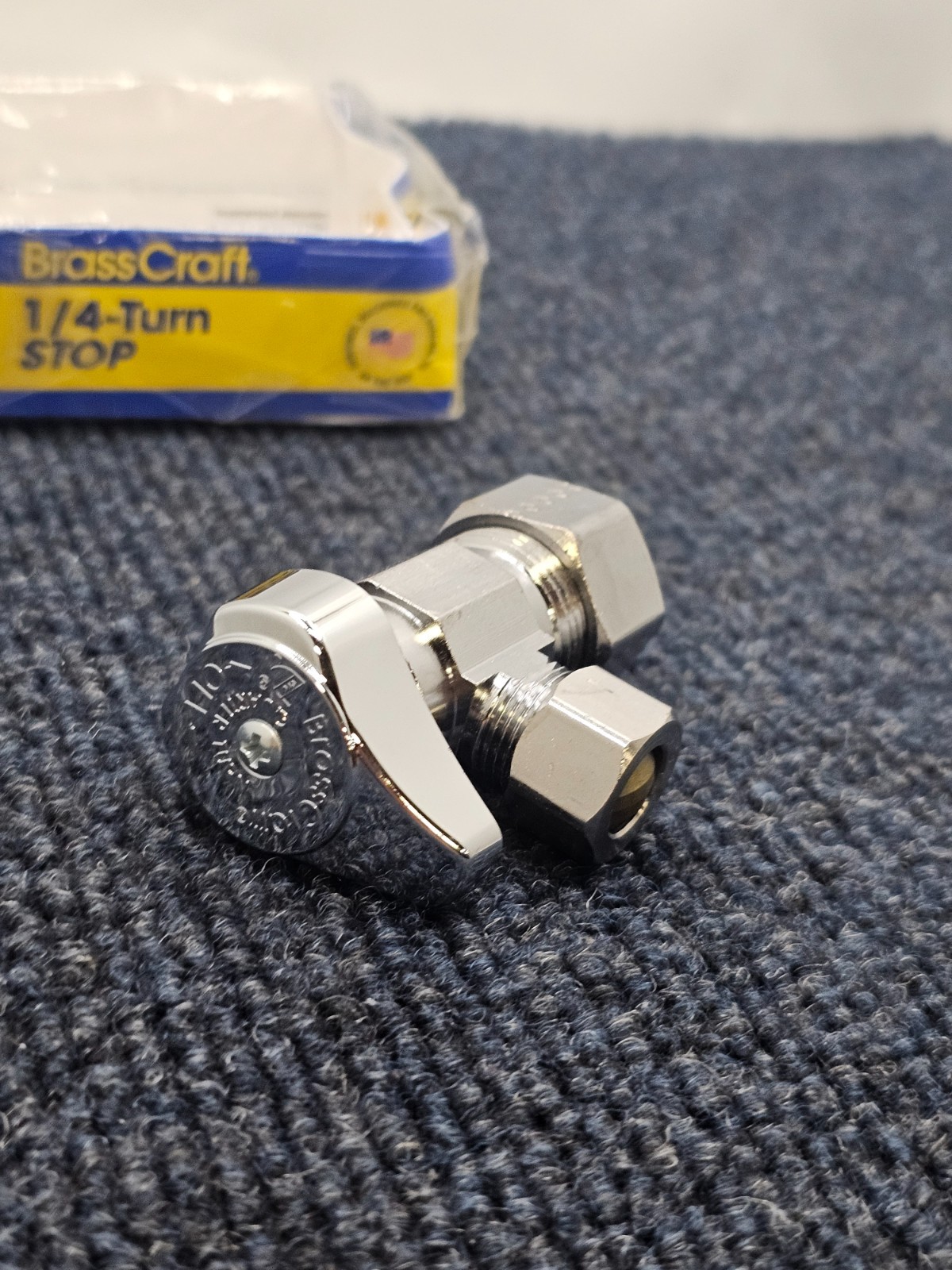 (QTY 3) BrassCraft 1/4 Turn Angle Stop 1/2″ x 3/8, «G2CR19X C, Chrome