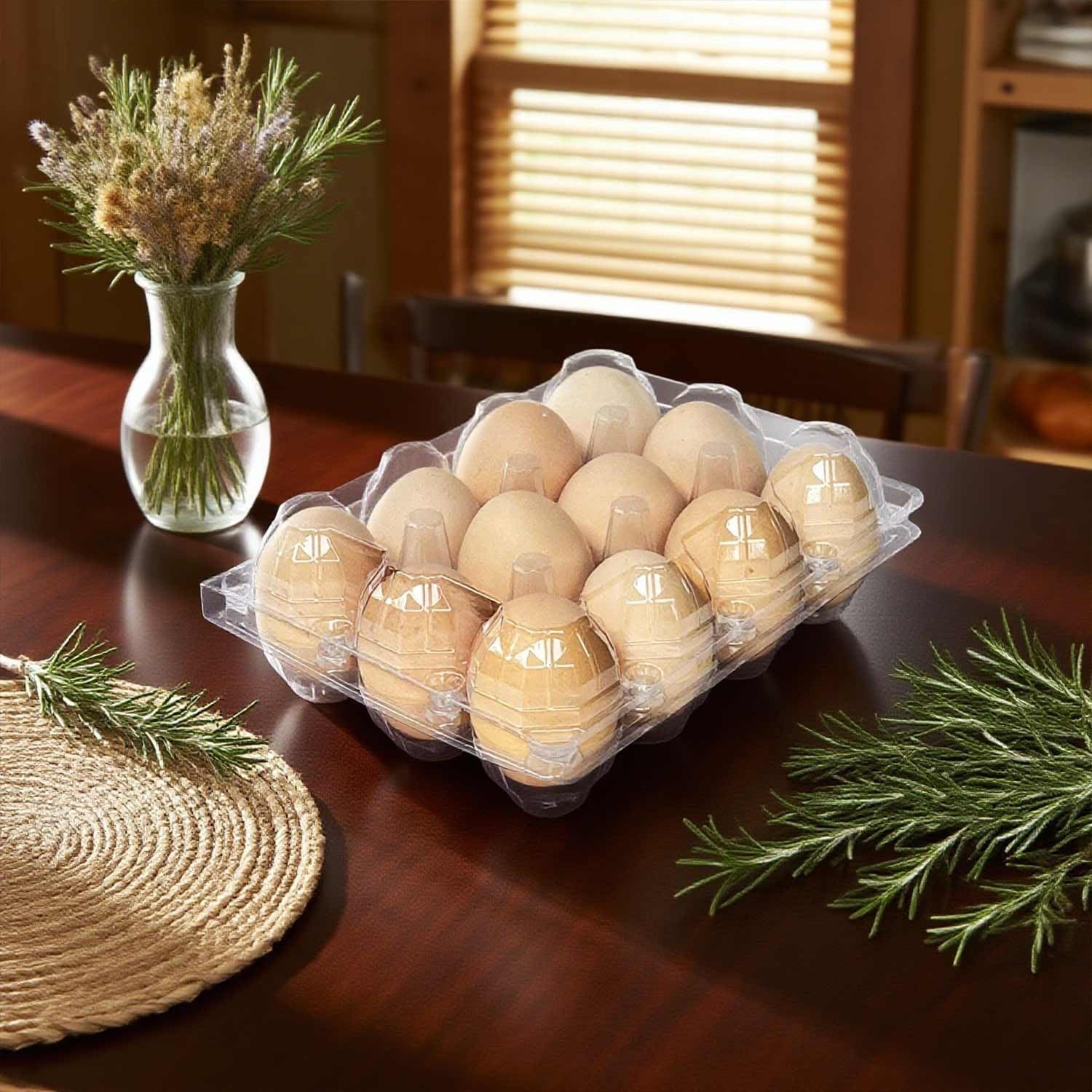 100 Packs Egg Cartons Cheap Bulk Plastic for 12 Eggs Clear Egg Cartons