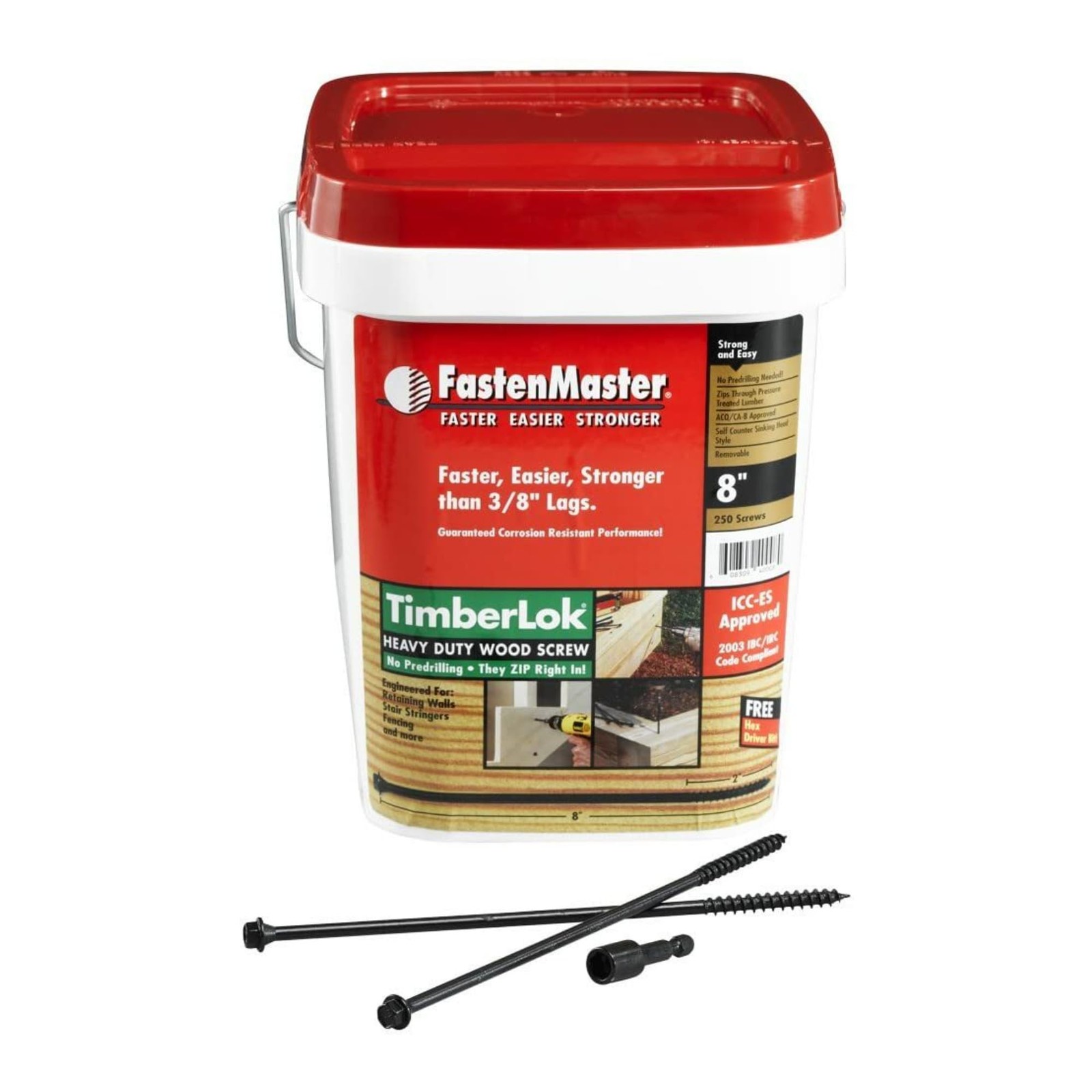 FastenMaster FMTLOK08-250 TimberLOK 8″ – 250 pc bucket
