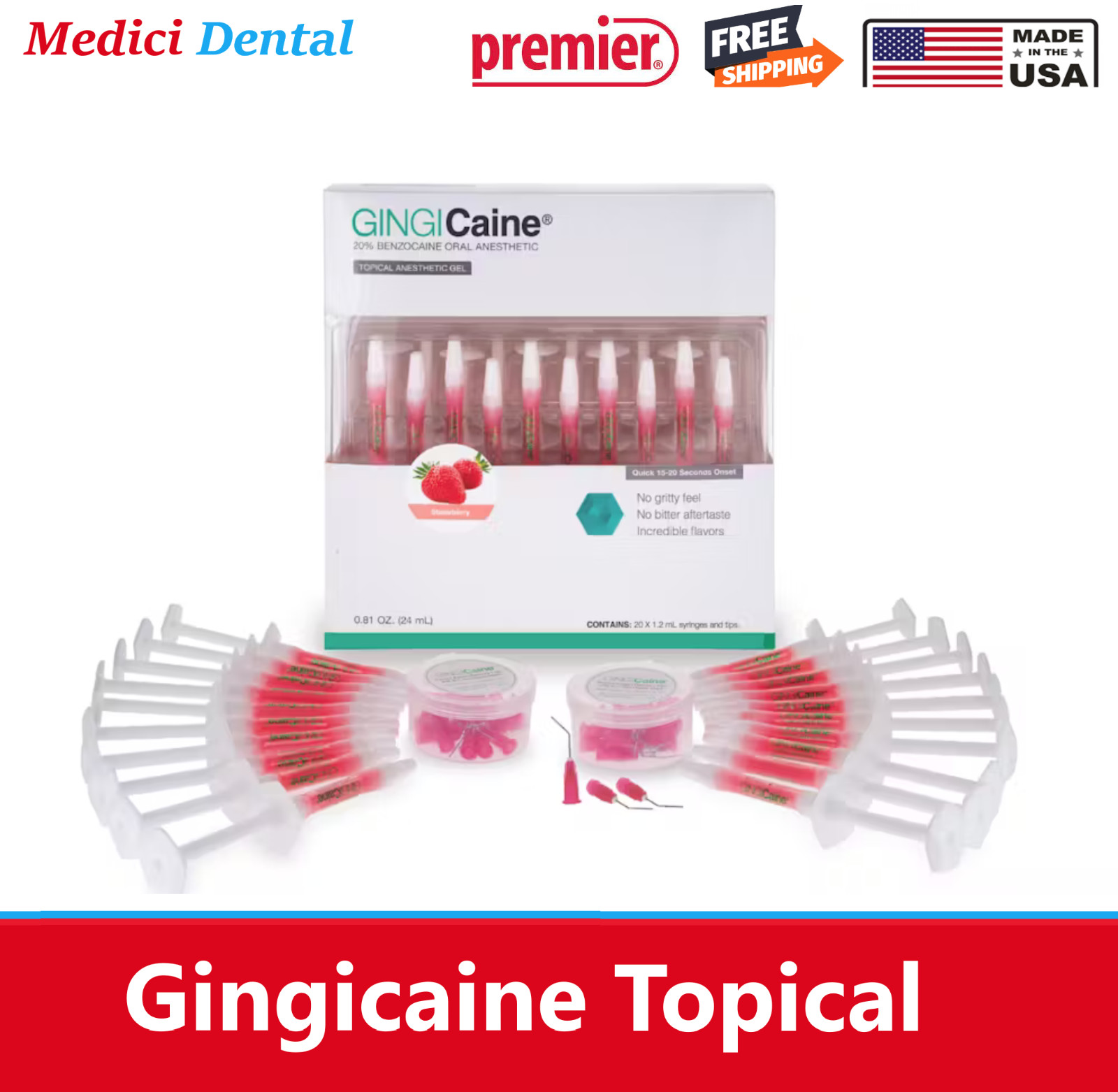 Gingicaine Topical Anesthetic Gel in Syringe. 1.2 ml prefilled syringe Ex: 11/27