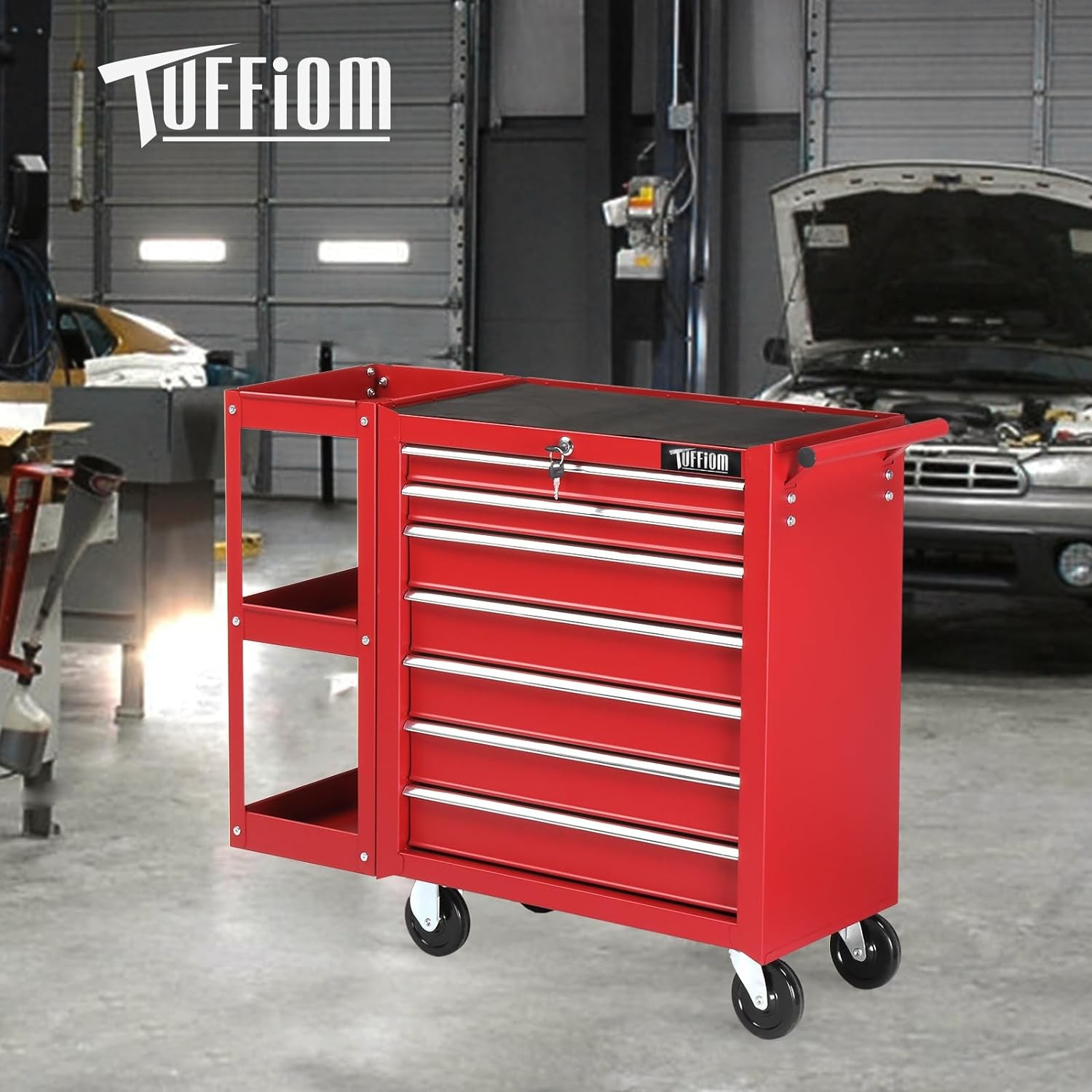Rolling Tool Chest Tool Box with 7 Drawers & Wheels & Drawer Liners for Garage