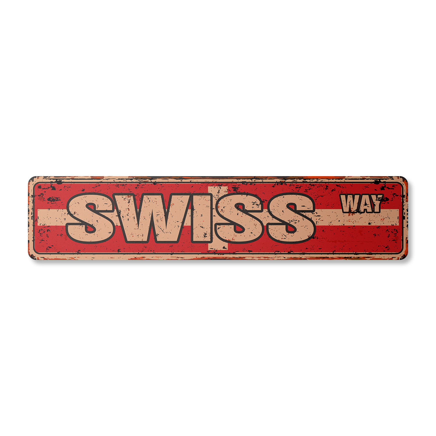 SWISS FLAG Vintage Street Sign switzerland national nation pride country