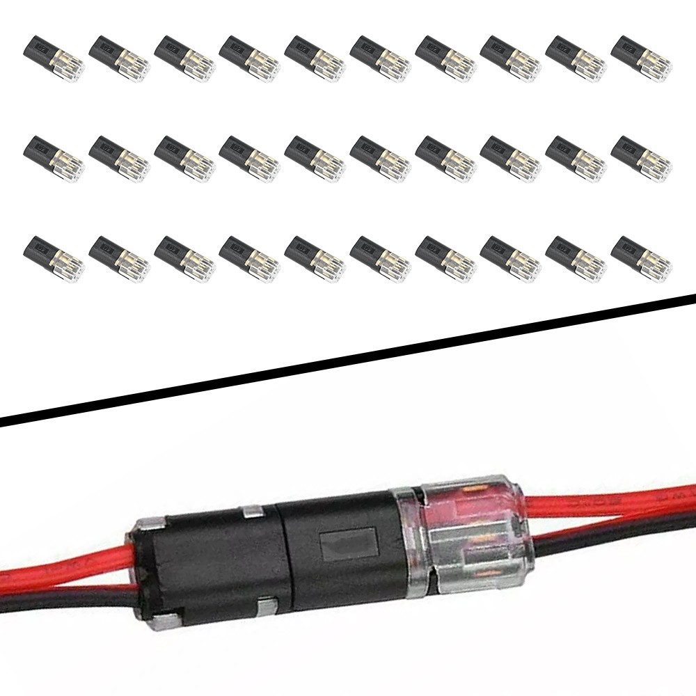 30Pcs Double-Wire Plug-in Connector, Cable Clamp with Locking Buckle, AWG 18-22