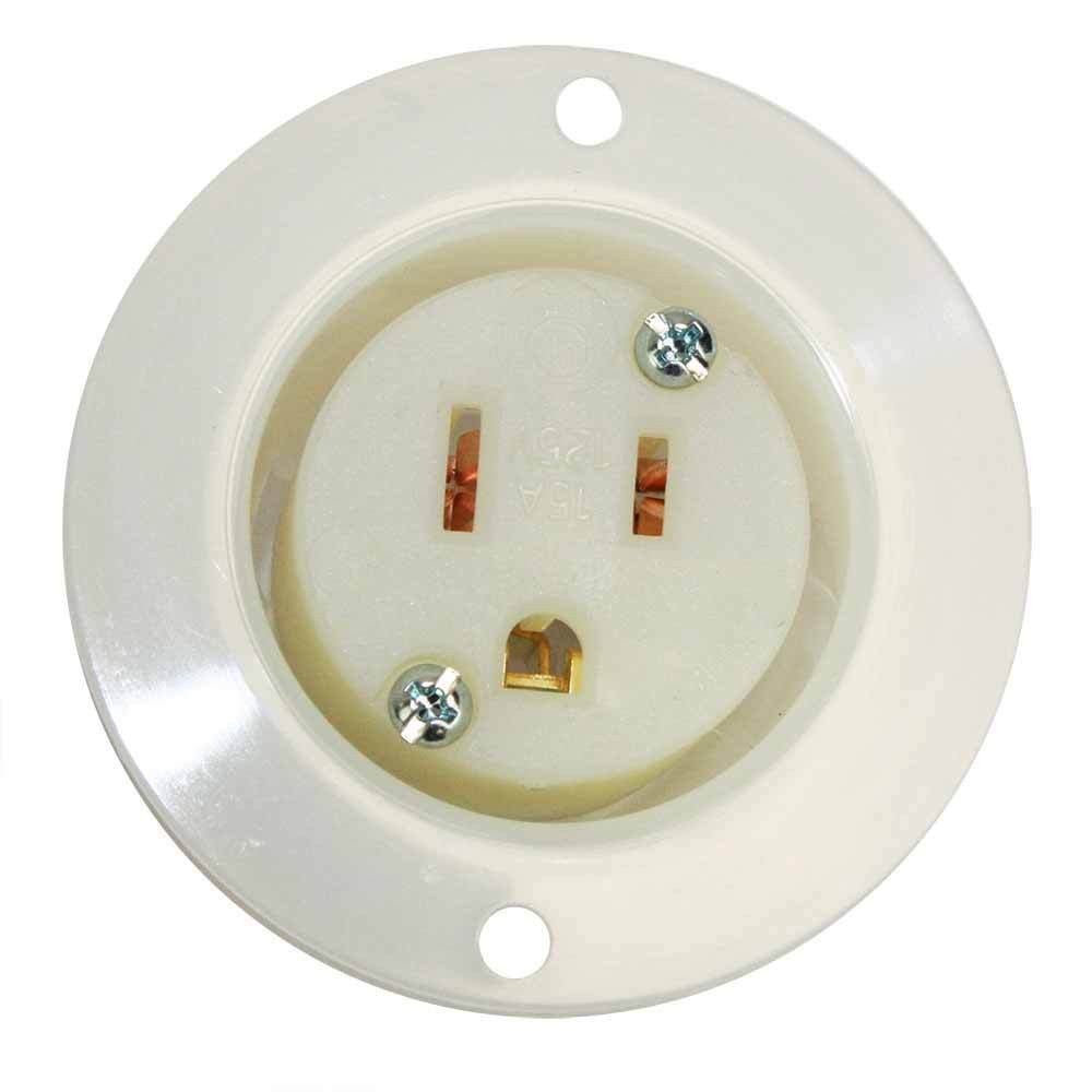 NEMA 5-15R 2 Pole 3 Wire 15A 125V Female Standard Receptacle Flange Outlet Flush