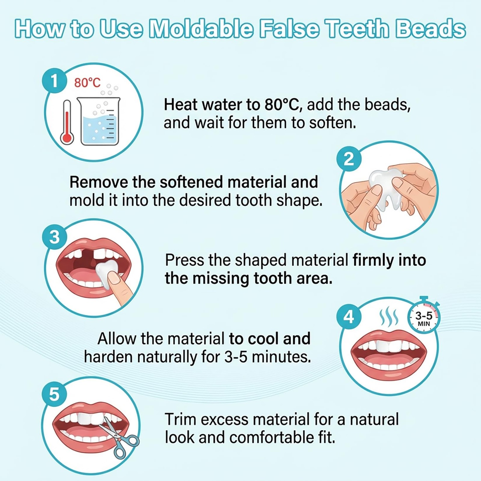 RAINFLOW 10.9oz Repair Thermoplastic Teeth Beads – Tooth Repair Kit,Moldable