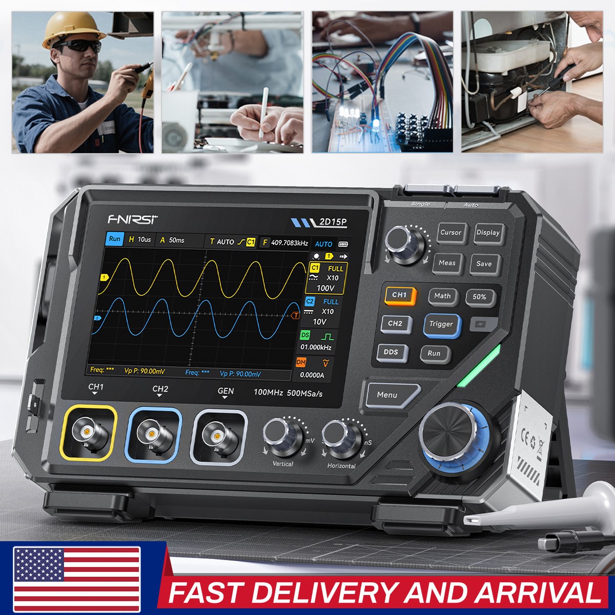 NEW FNIRSI 2D15P 100Mhz Digital Oscilloscope Multimeter DDS Signal Generator ..