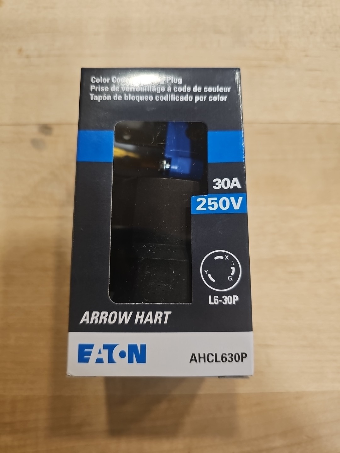 Eaton AHCL630P 30A 250V Blue Black Twist Lock Plug L6-30P Ultra Grip Industrial