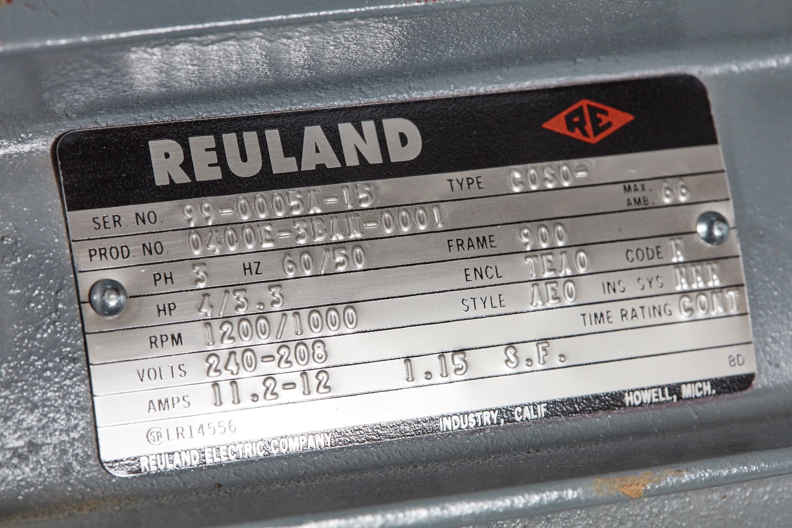BRAND NEW Reuland Waferthin 4HP 3 Phase 240v 1200 RPM 900 Frame Motors