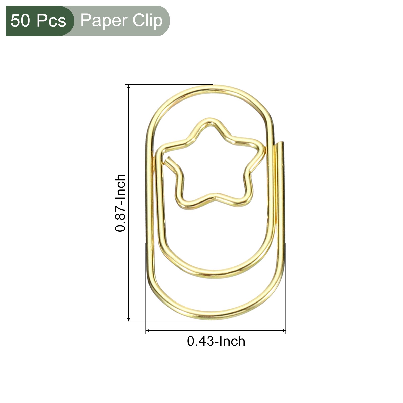 50 Pcs Paper Clip for Office Art Home Daily Use Gold Tone 0.9-inch