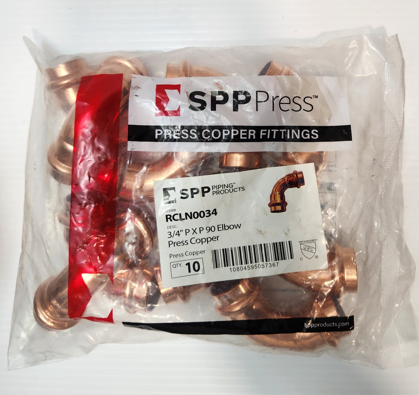 3/4″ PRESS COPPER 90° ELBOW ( LEAD FREE ) ONLY SALE BOX OF 30 PCS.