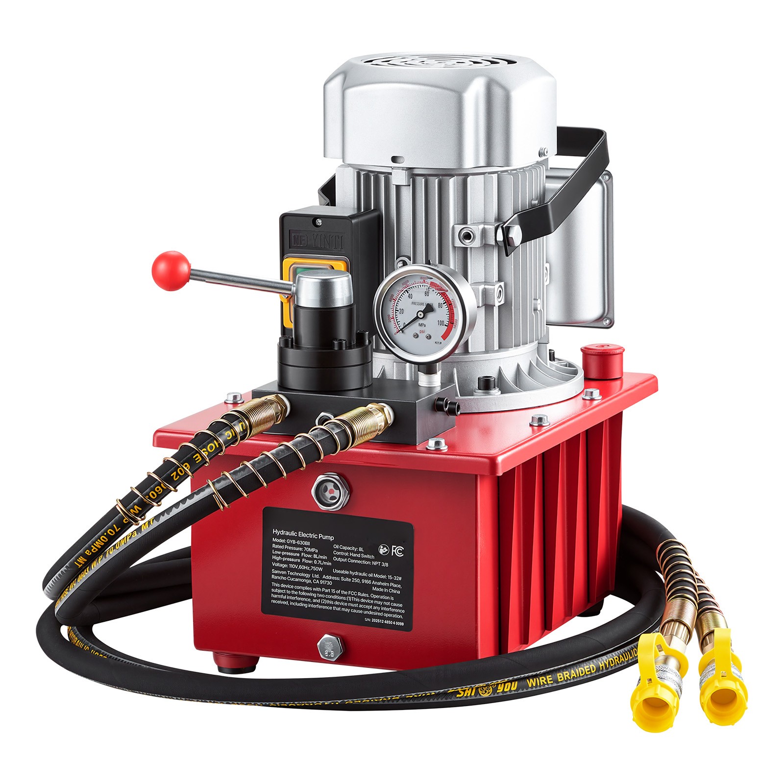 Uimoso Electric Hydraulic Pump 750W 10000 PSI Dual-Action Hydraulic Power Unit