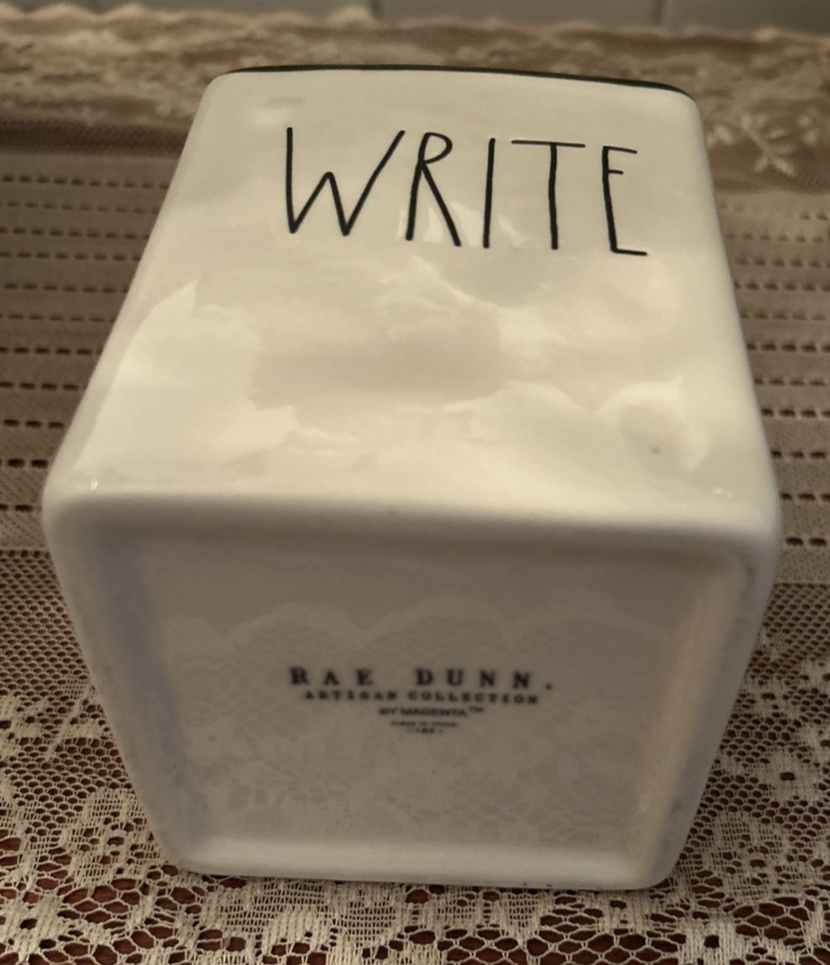 Rae Dunn WRITE Black & White Pen/Pencil Holder Desk Caddy Organizer