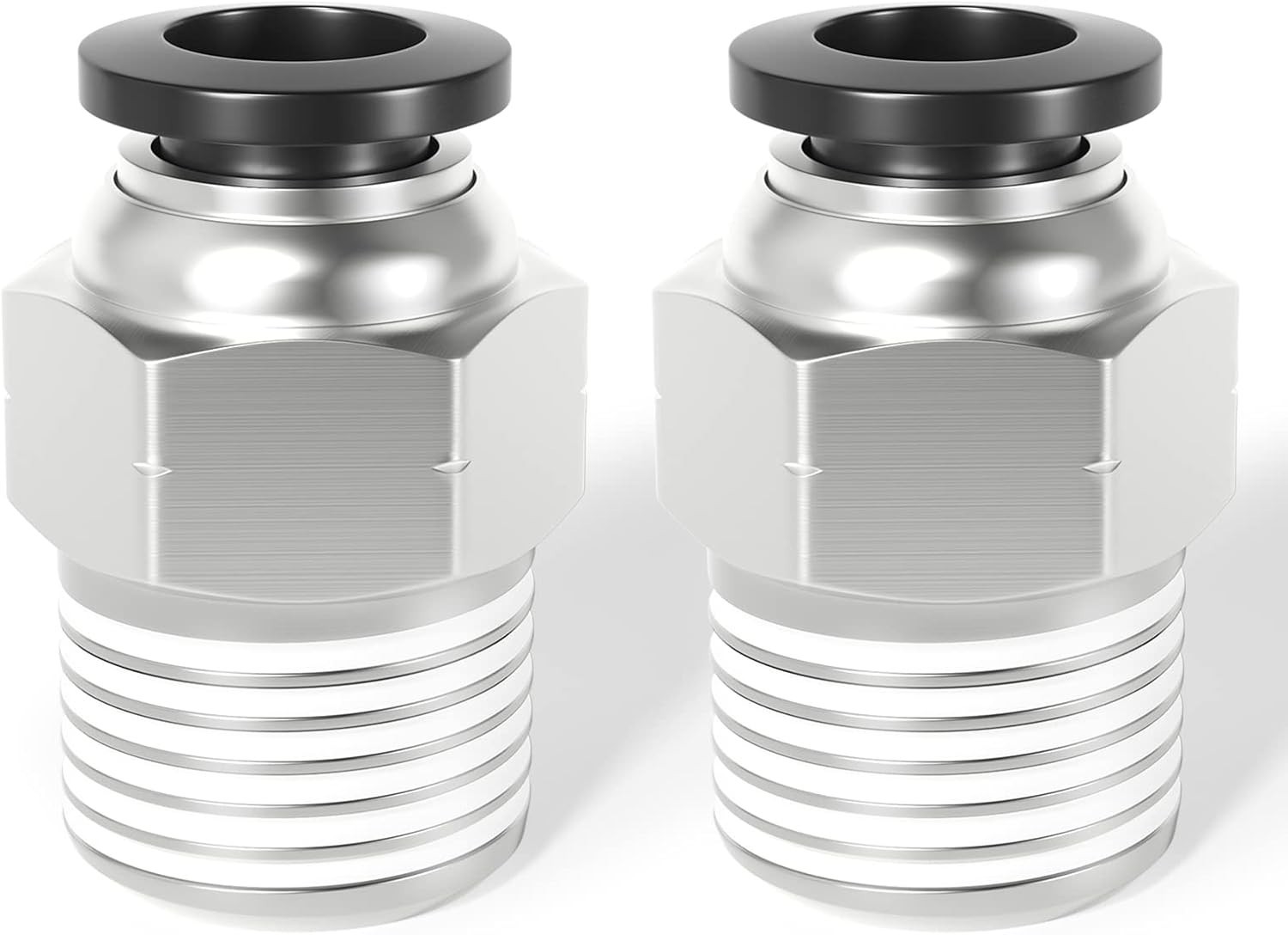 Durable Straight Push Fittings, Copper & Plastic, 5/16″ OD x 1/4″ NPT – 2 Pack