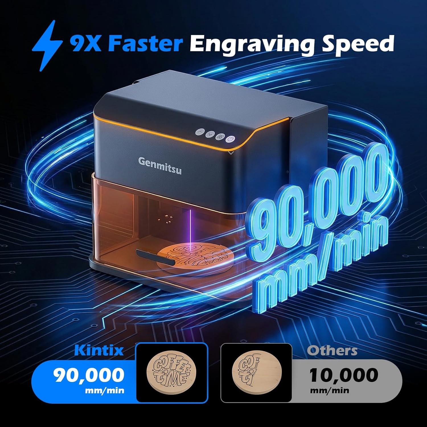 Genmitsu Kintix 5W Galvo Laser Engraver 90000mm/min Fast Metal Wood LightBurn