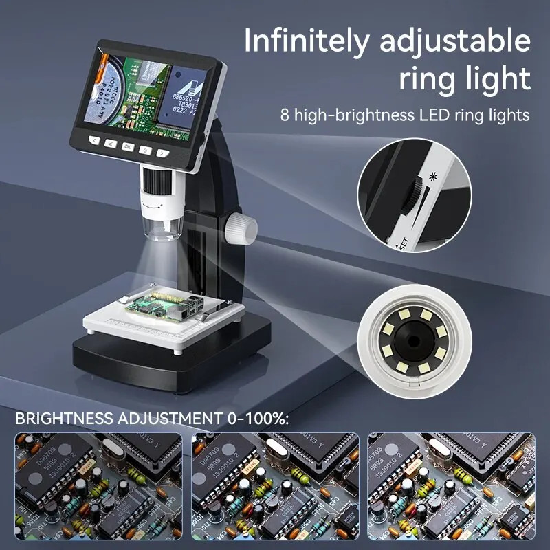 1000X Digital Microscope 4.3in LCD 1080P Coin Soldering Electronic Repair