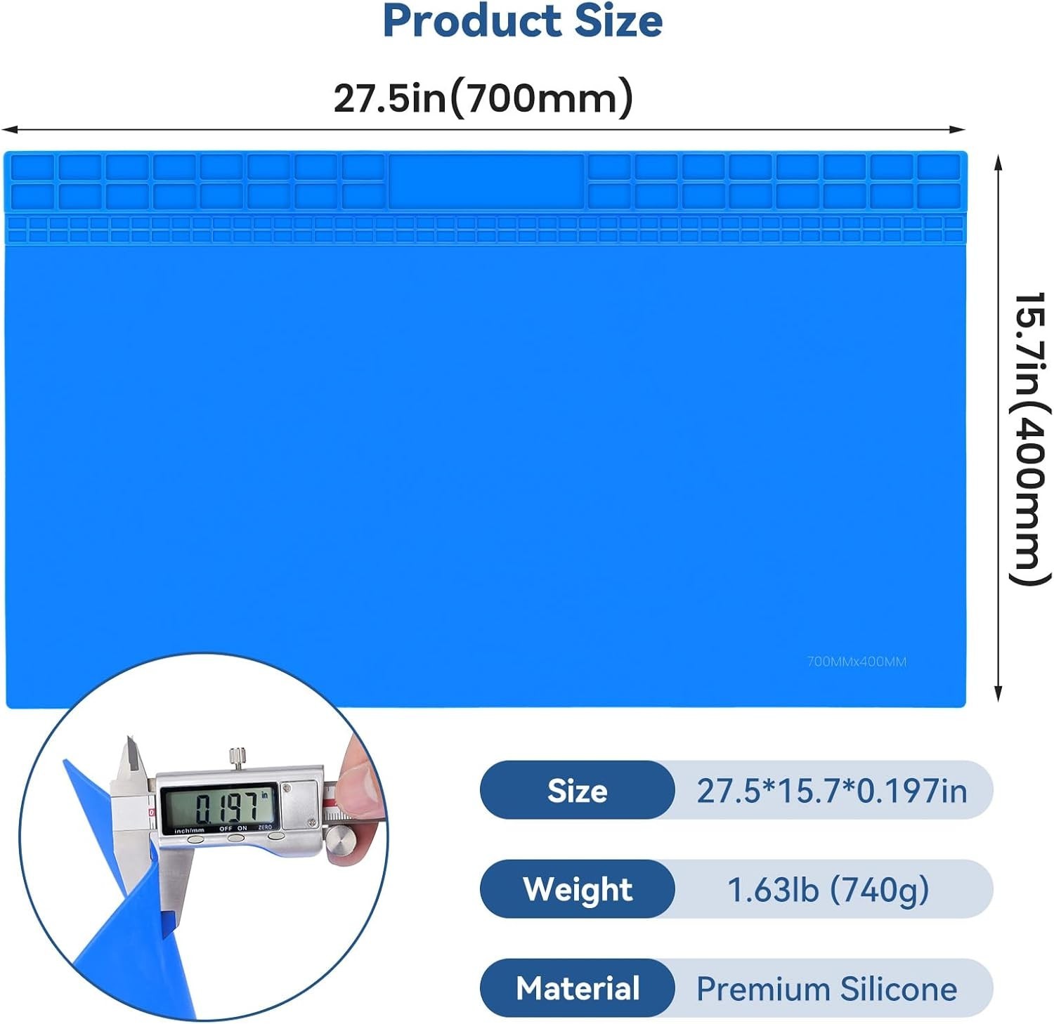 Extra Large Soldering Mat, 27.6”x15.7” Oversized 932°F Large, Grey