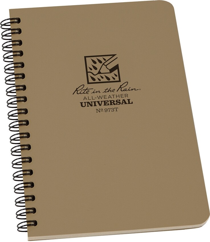 Rite In The Rain Side Spiral Binding Notebook Tan Polydura cover / 19 Gauge