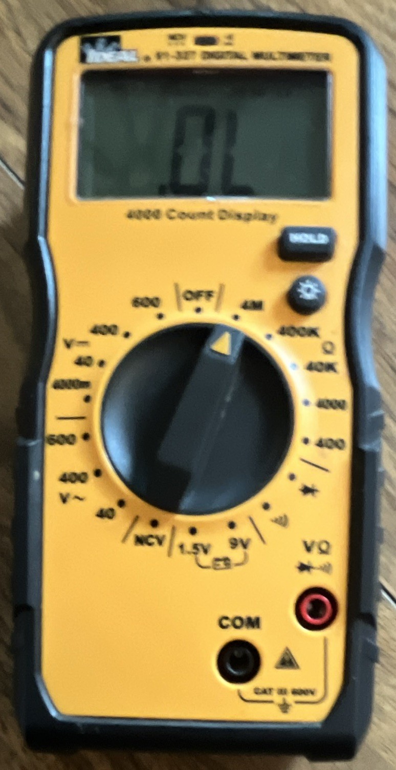 Ideal 61-327 4000-Count Digital Multimeter CAT III 600V Backlight Data Hold