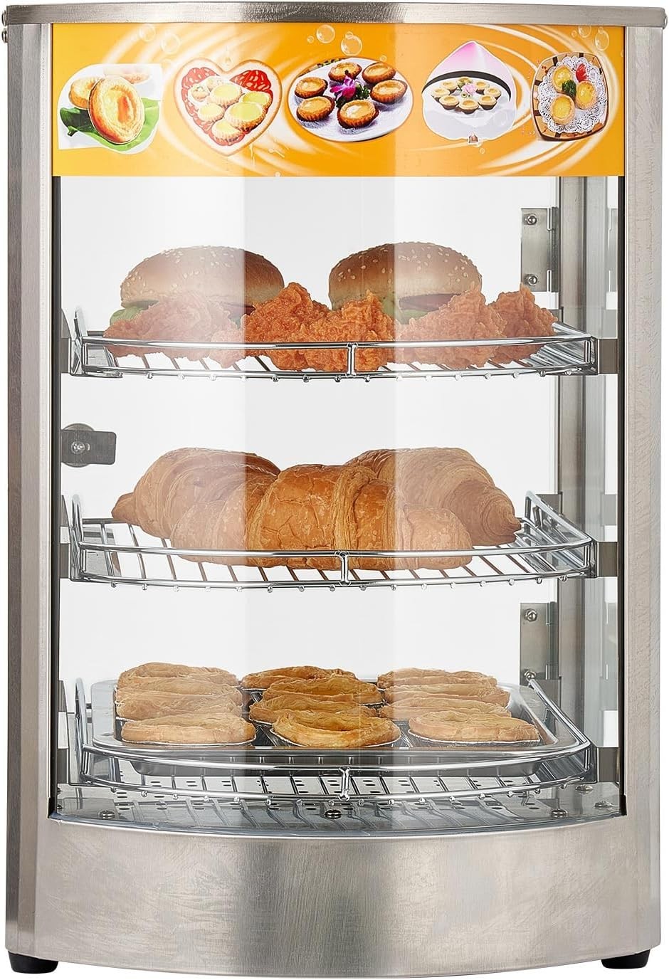 3-Tier Commercial Food Warmer Display, 800W Food Display Warmer with LED Ligh…