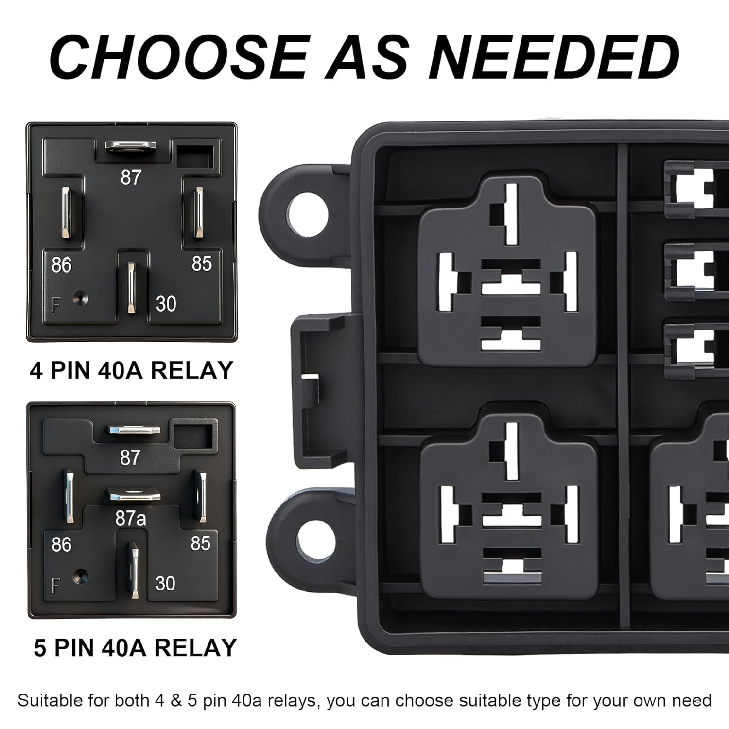 12V 3 Way Waterproof Fuse Relay Box, 3 Relays and 3 ATC/ATO Blade Fuse Slots, Co