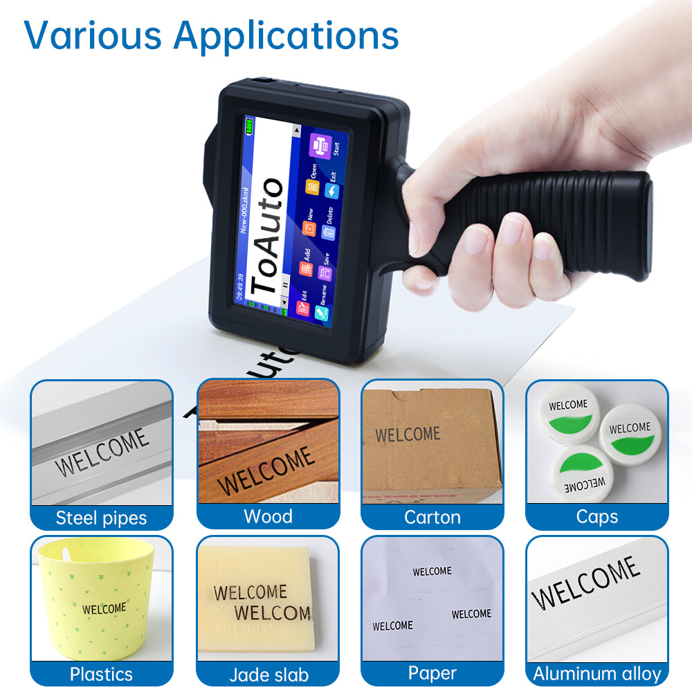 ToAuto Handheld Inkjet Printer Date QR Code Barcode Printing Logo Label 42ml Ink