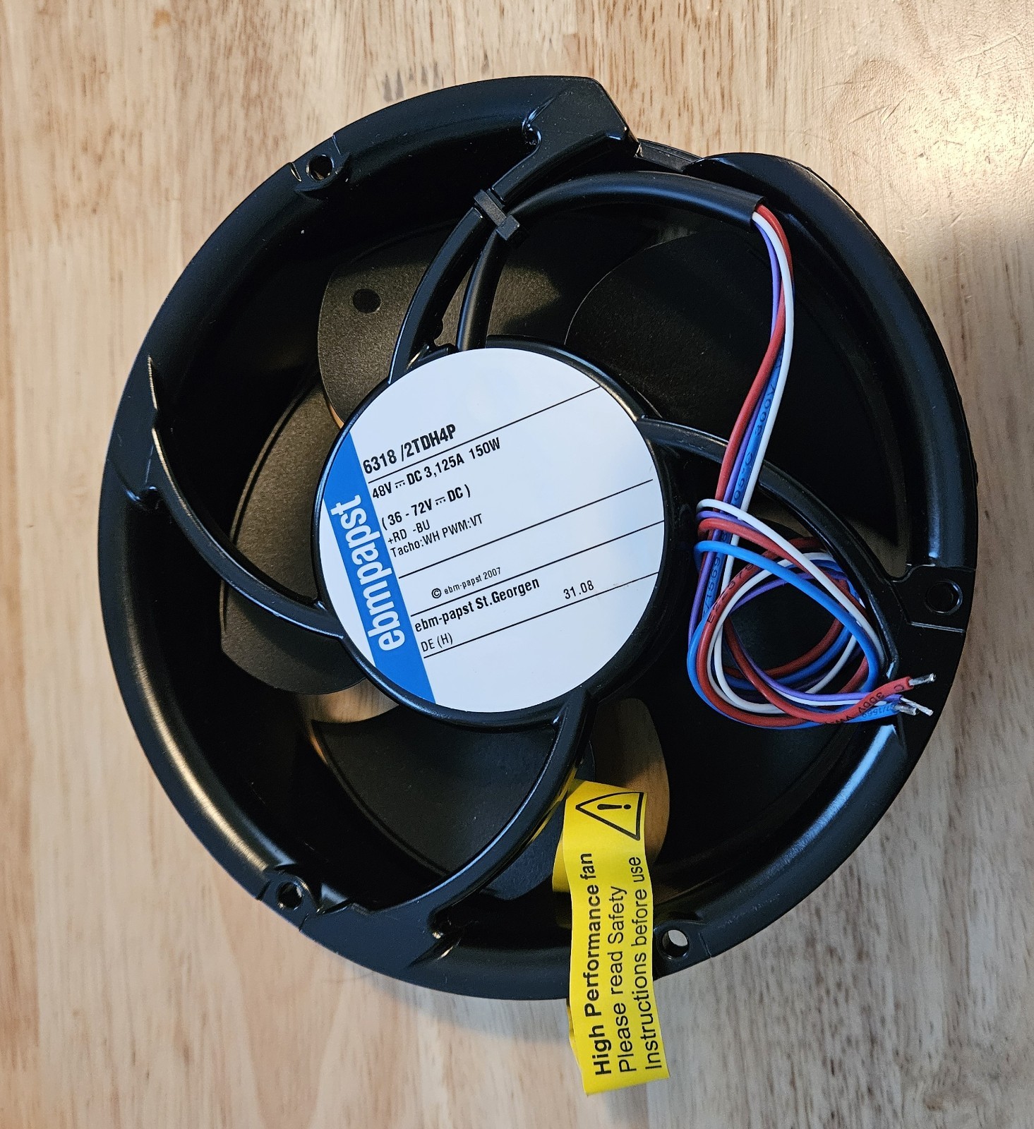 EBM-papst 6318/2TDH4P 48V 150W DC Fan, 172x51mm, Round, Aluminum Made in Germany