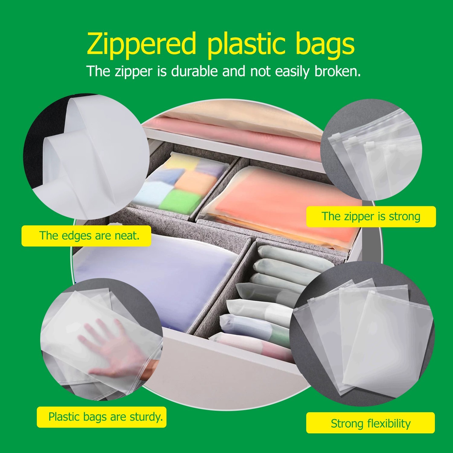50 pcs 12″x15″ Frosted Zipper Clothing Bag Polyjacket/Polymailer UL