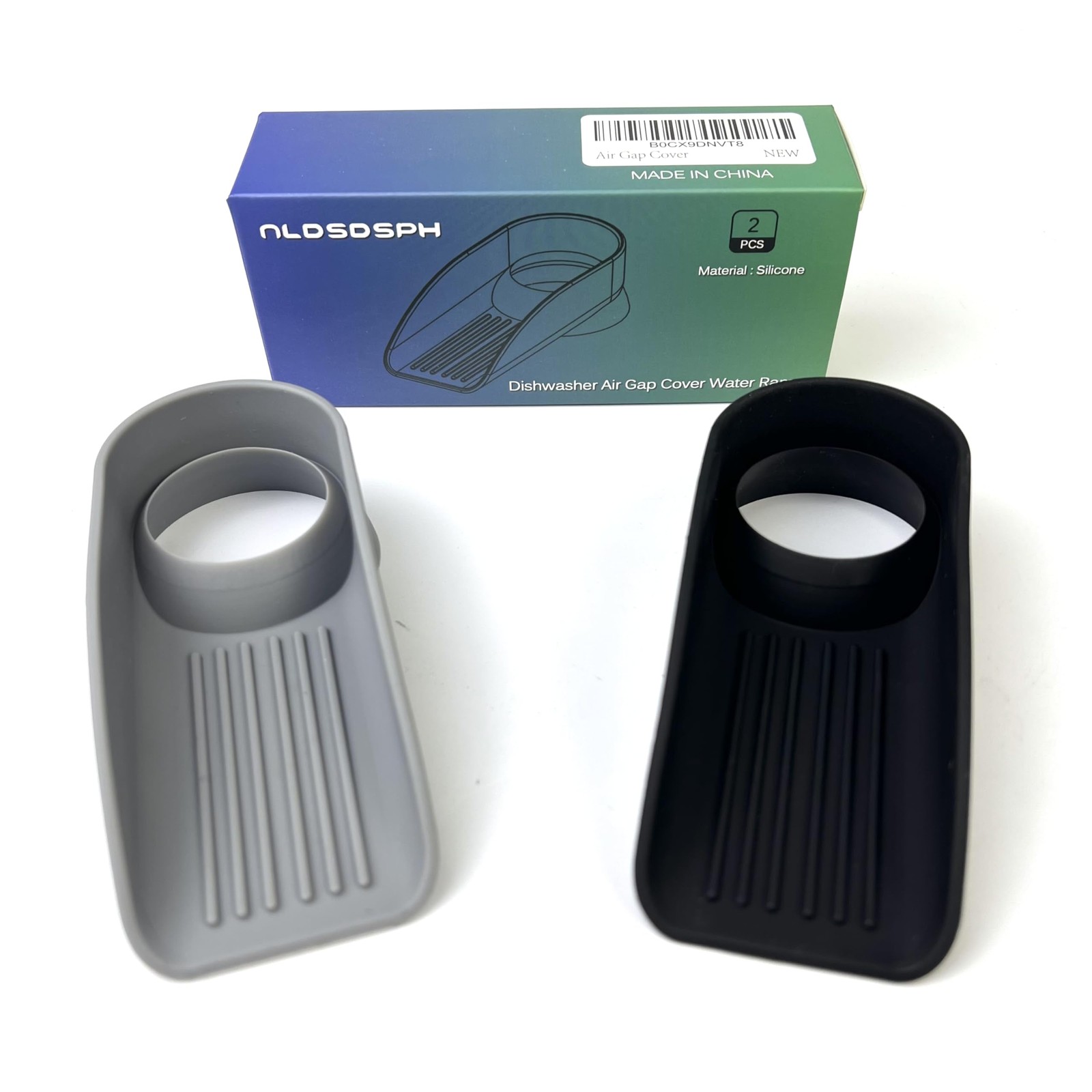 2-Pack Dishwasher Air Gap ​Cover Water Ramp Silicone Splash Black&Grey