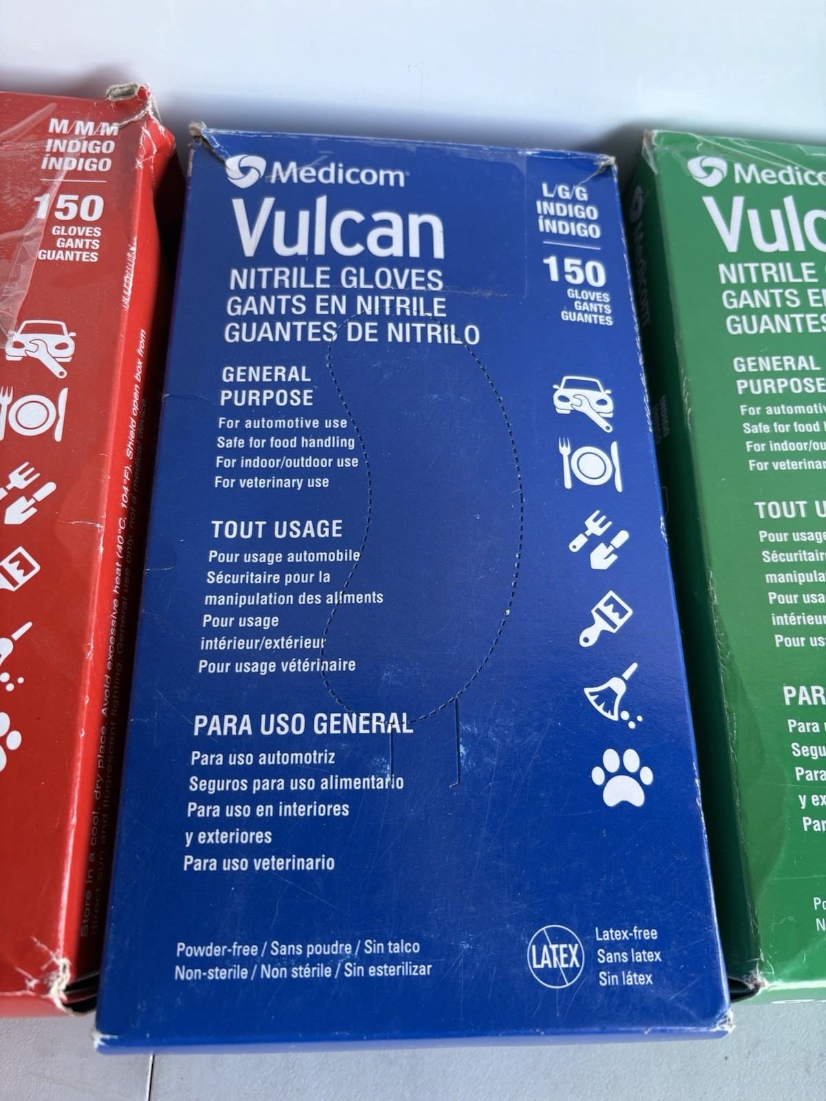 Medicom Vulcan Nitrile Indigo Gloves General Purpose – Lot of 3 sizes: M/L/XL