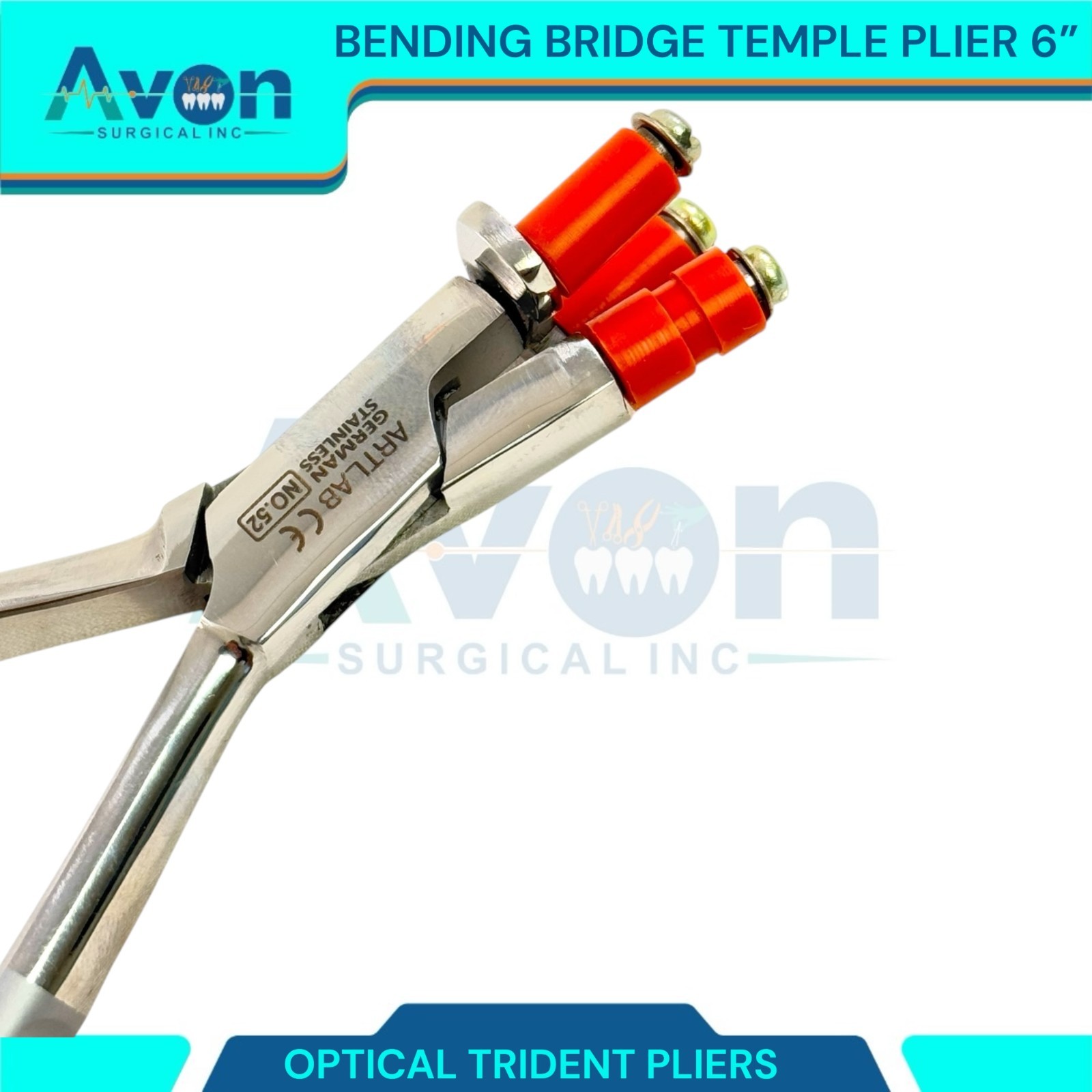 Non-Marring 3-Prong Optical Pliers 6″ – for Bending Frames, Temple, Bridge – 1pc