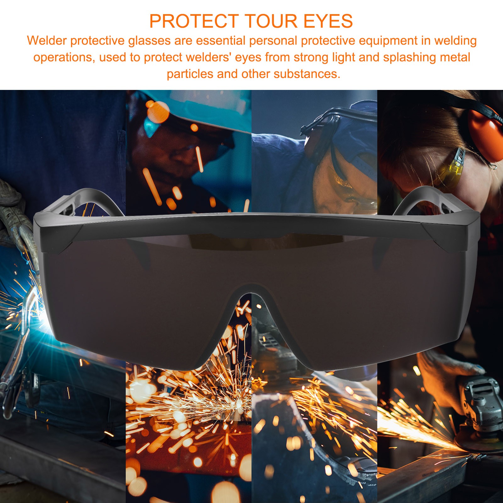 Welding Glasses IR Shade 8 Lens 150x110x54mm CE Certified Protective Glasses