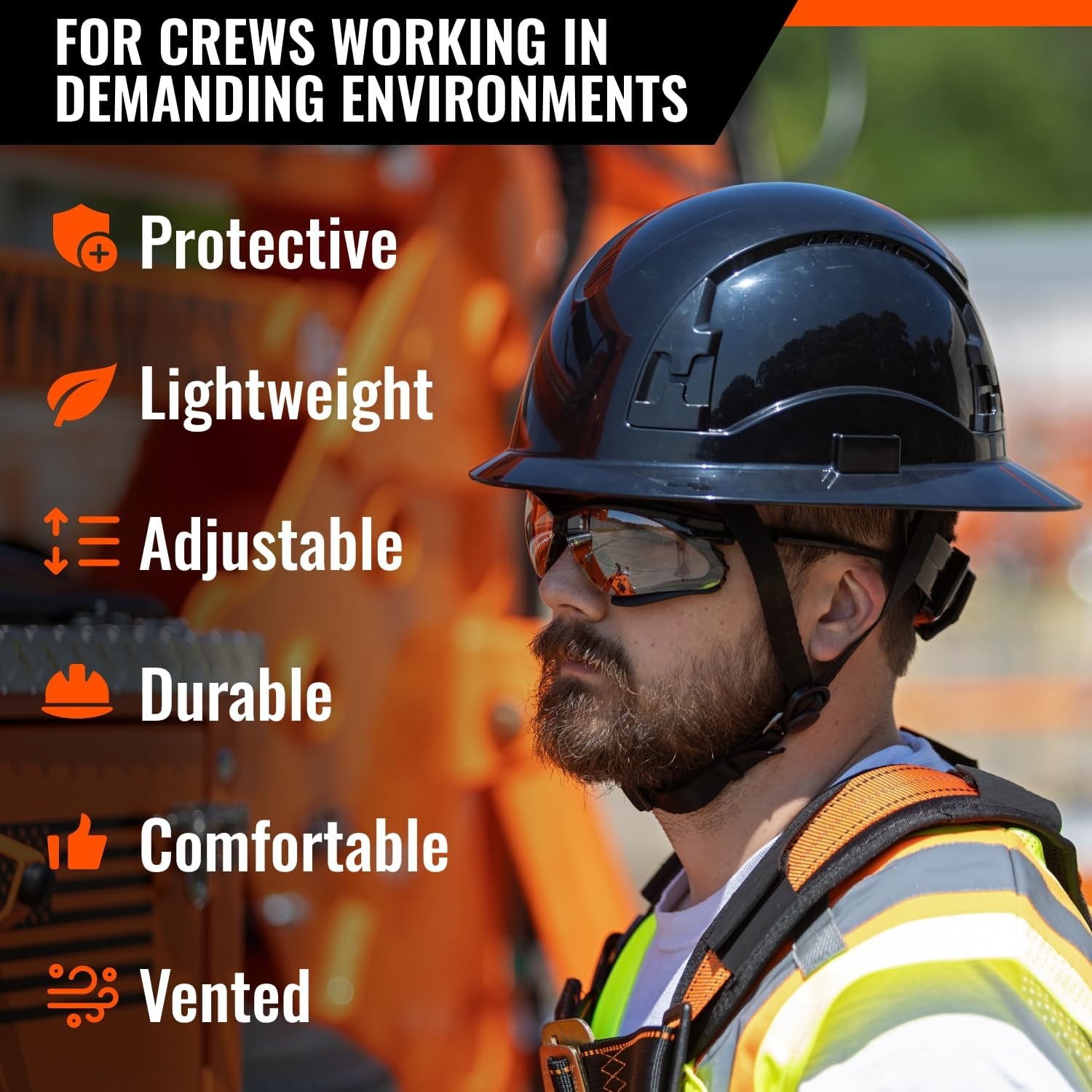 APEX Safety Helmets Type 2 Class C Safety Hard Hat Full Brim Vented