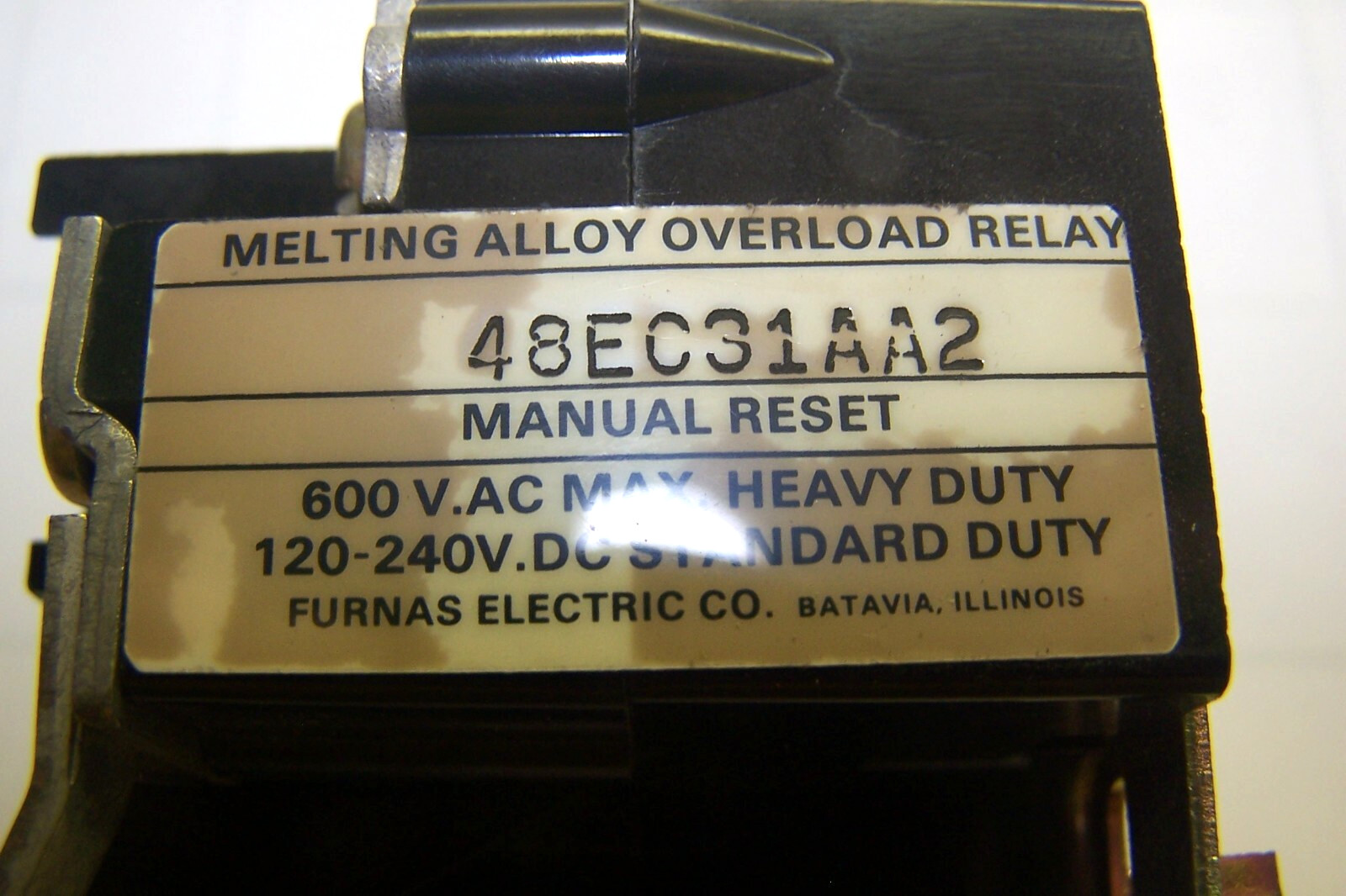 Furnas Overload Relay 120-240 VDC / 600 VAC 48EC31AA2