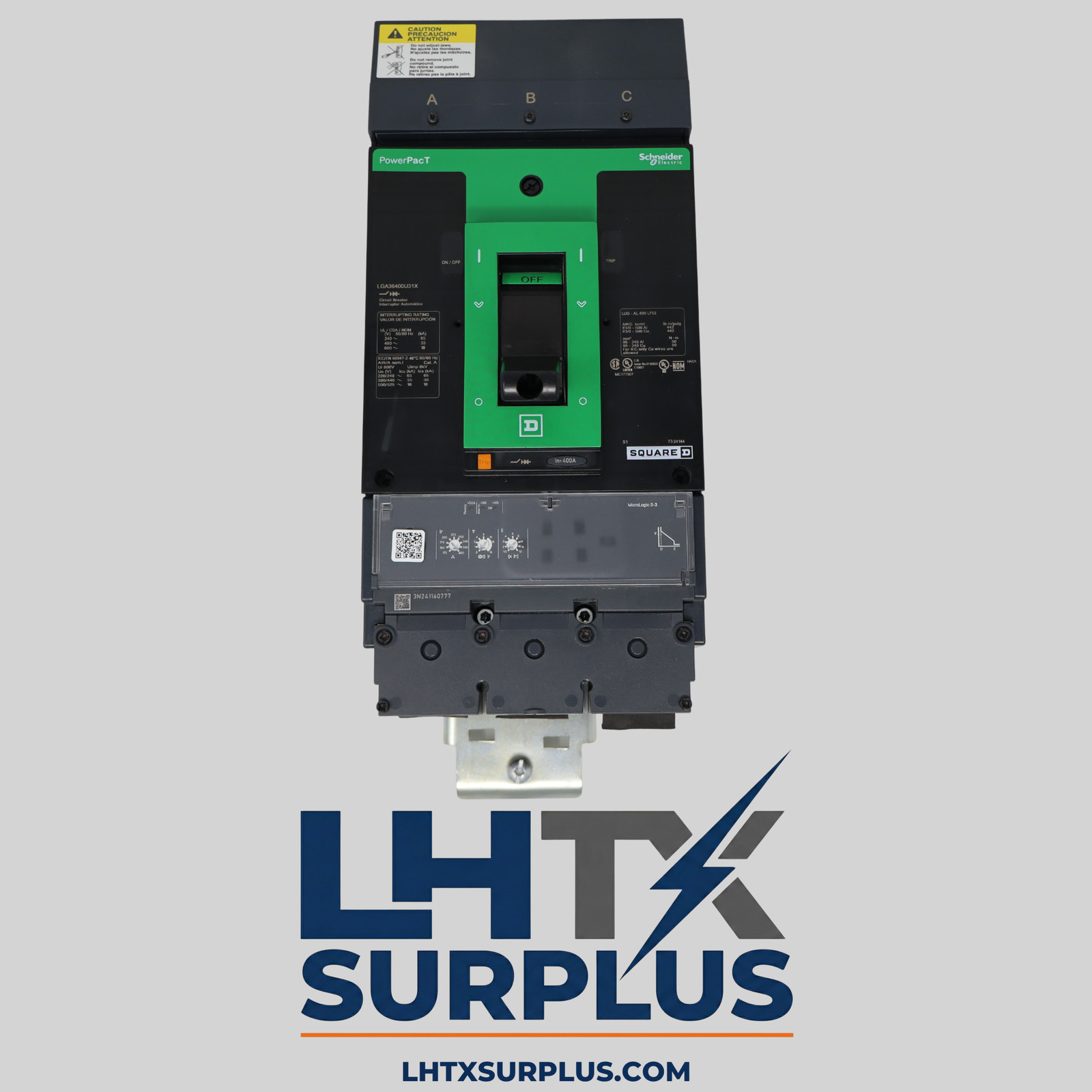 Square D PowerPact LG 400A Breaker LGA36400U31X 3 Pole
